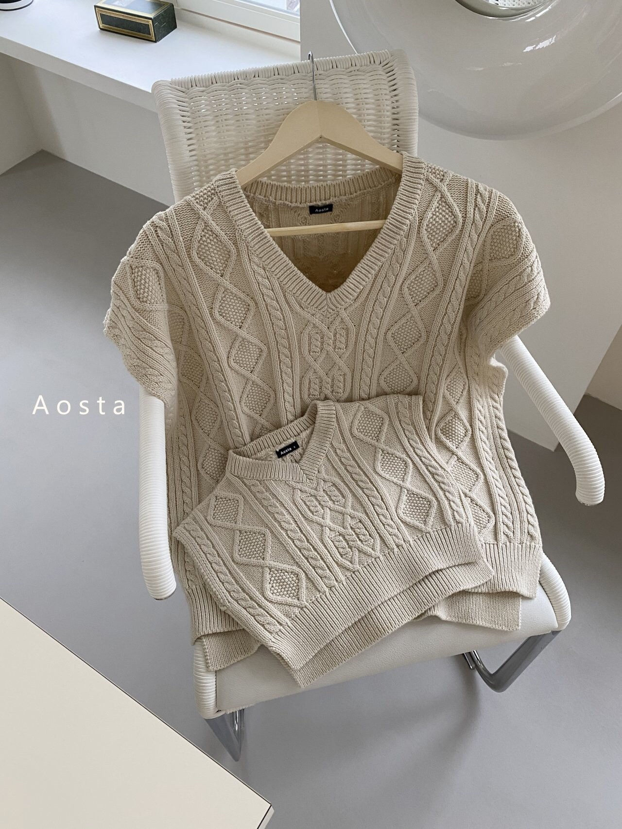 AOSTA - Korean Children Fashion - #Kfashion4kids - Mom Tweed Knit Vest - 3