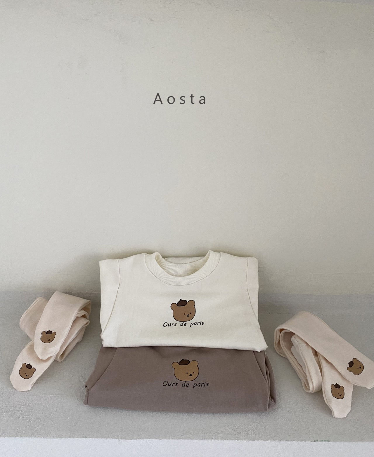 AOSTA - Korean Children Fashion - #Kfashion4kids - Parisien Bear Foot Leggings - 2