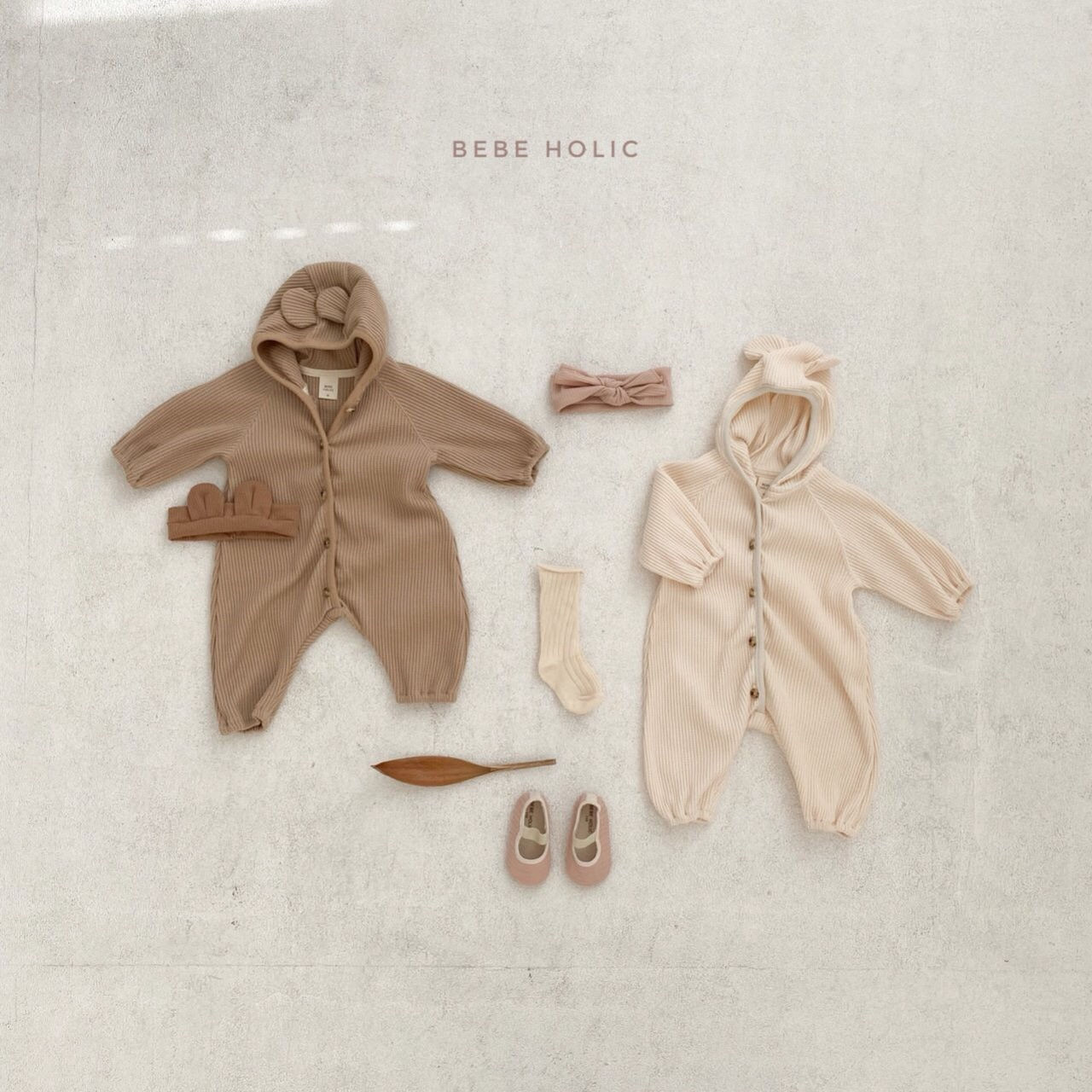 BEBE HOLIC - Korean Children Fashion - #Kfashion4kids - Waffle Bear Bodysuit