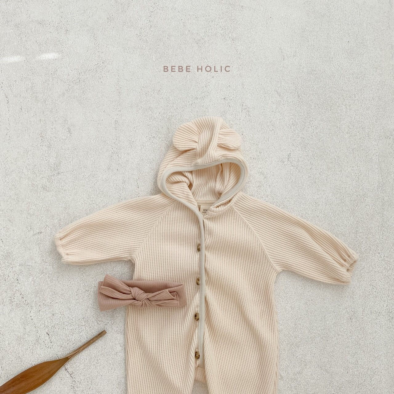 BEBE HOLIC - Korean Children Fashion - #Kfashion4kids - Waffle Bear Bodysuit - 3