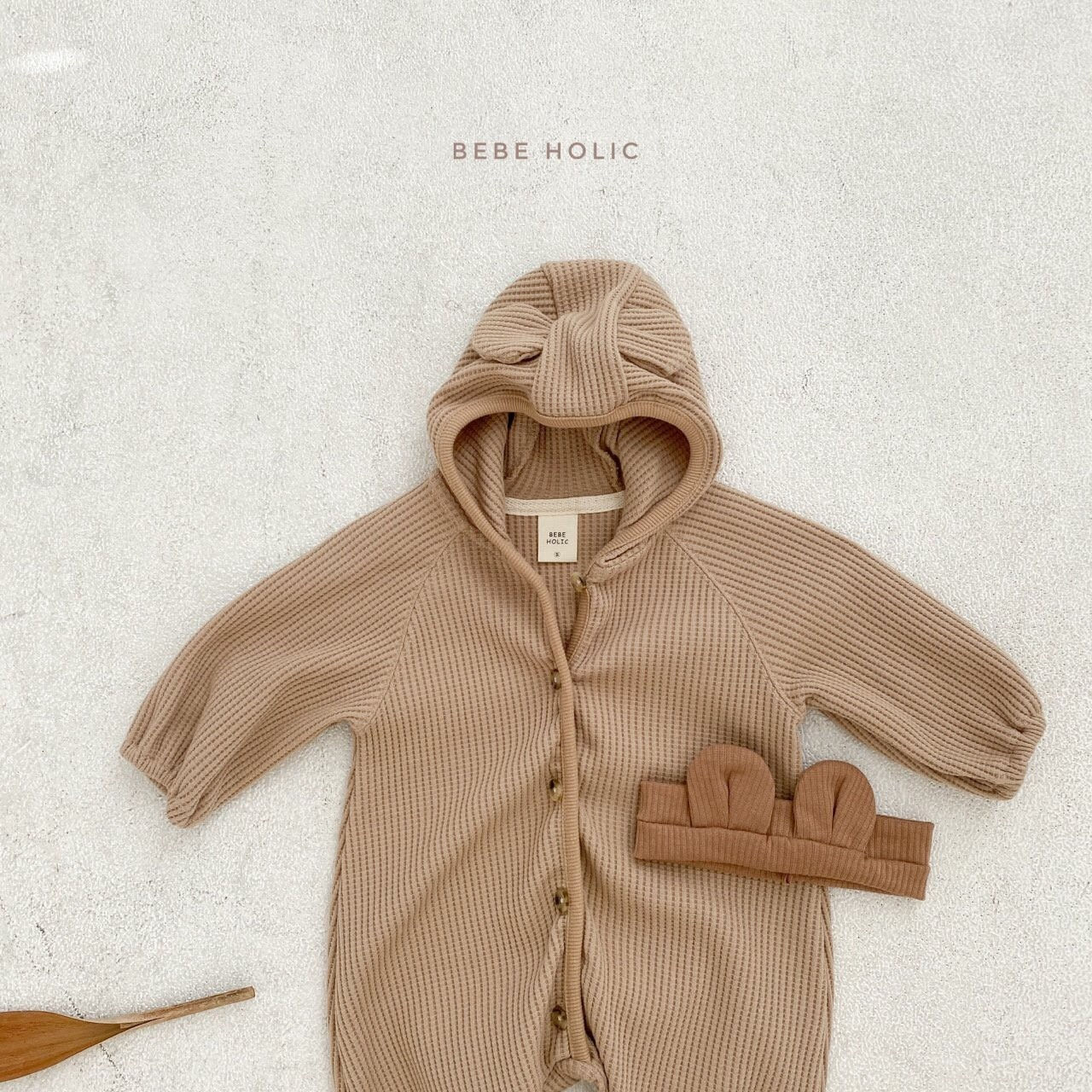 BEBE HOLIC - Korean Children Fashion - #Kfashion4kids - Waffle Bear Bodysuit - 5