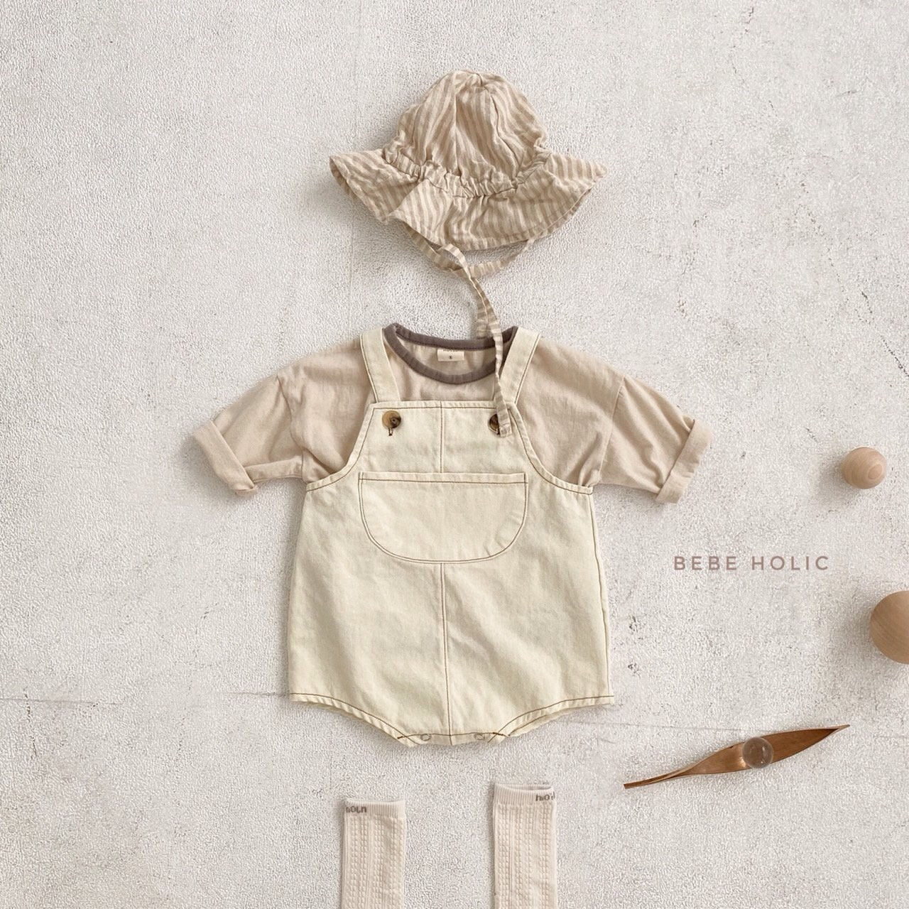 BEBE HOLIC - Korean Children Fashion - #Kfashion4kids - Pie Suspender Bodysuit - 4