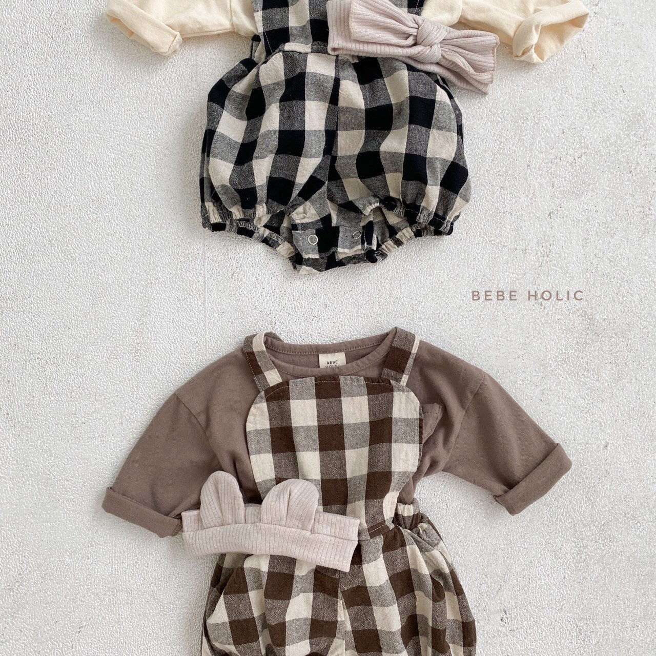 BEBE HOLIC - Korean Children Fashion - #Kfashion4kids - Cony Check Suspender Bodysuit - 2