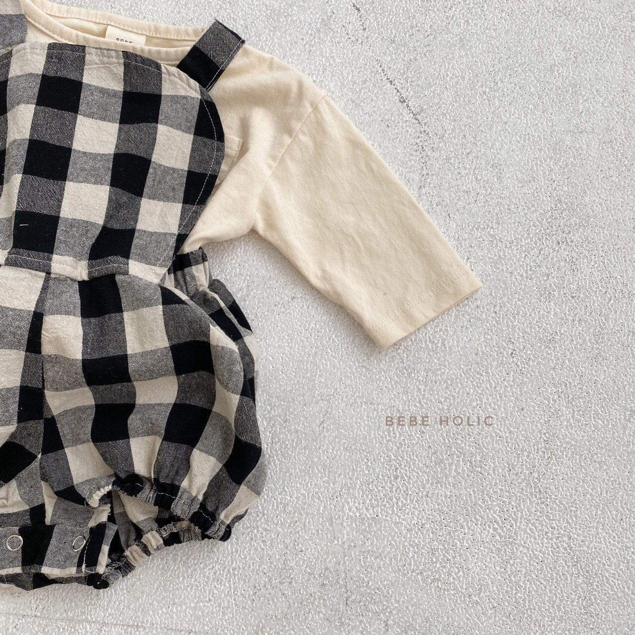 BEBE HOLIC - Korean Children Fashion - #Kfashion4kids - Cony Check Suspender Bodysuit - 5