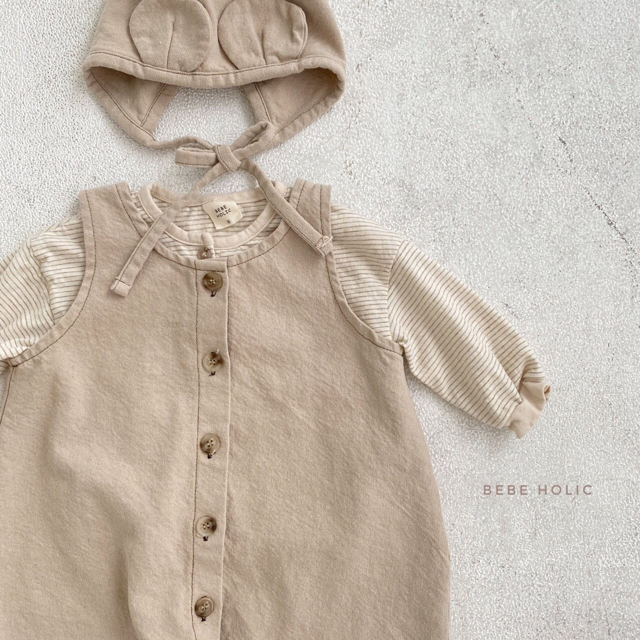 BEBE HOLIC - Korean Children Fashion - #Kfashion4kids - Cutie Bodysuit with Bonnet - 6