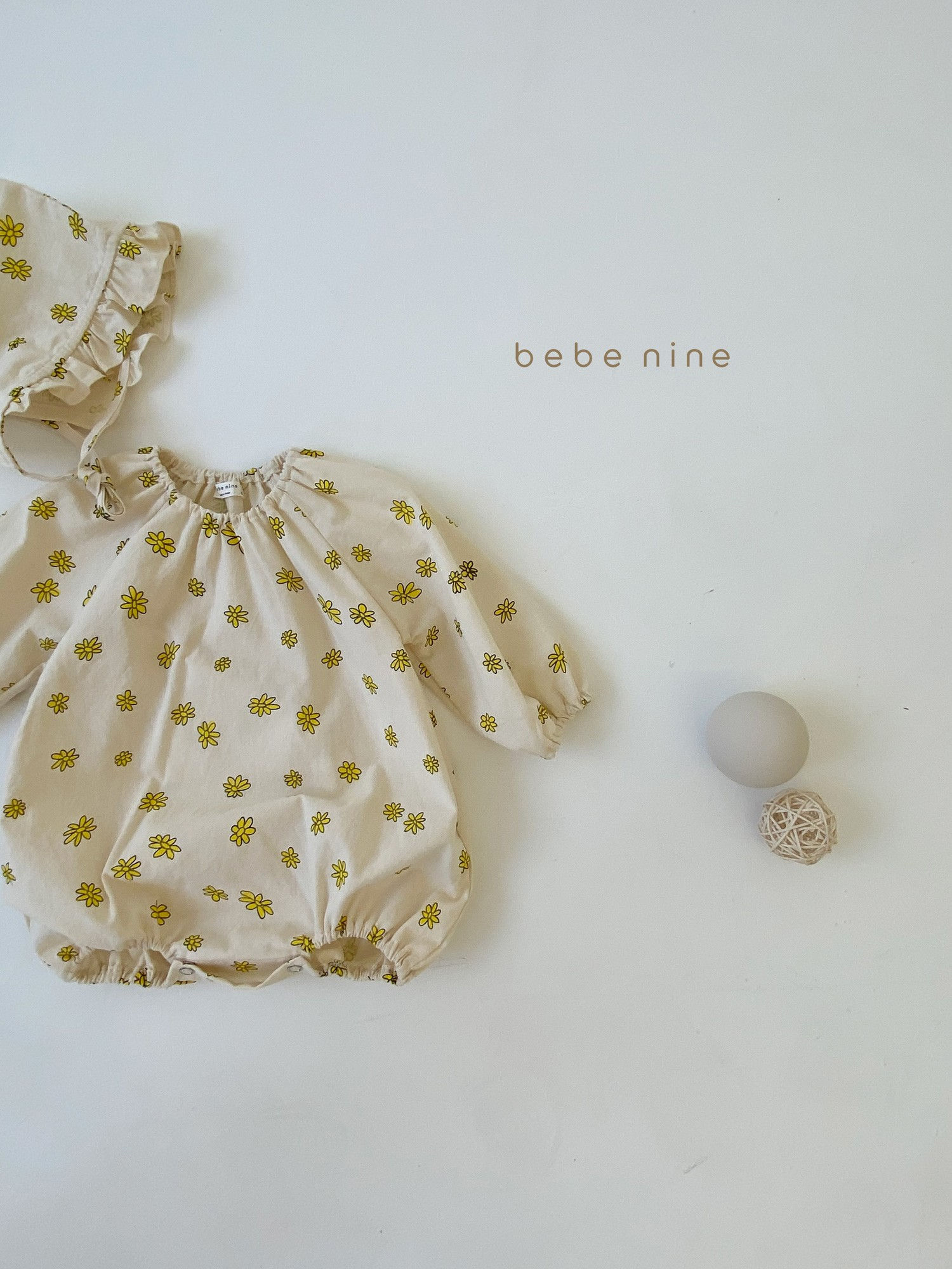 BEBE NINE - Korean Children Fashion - #Kfashion4kids - Flower Bodysuit with Bonnet - 3
