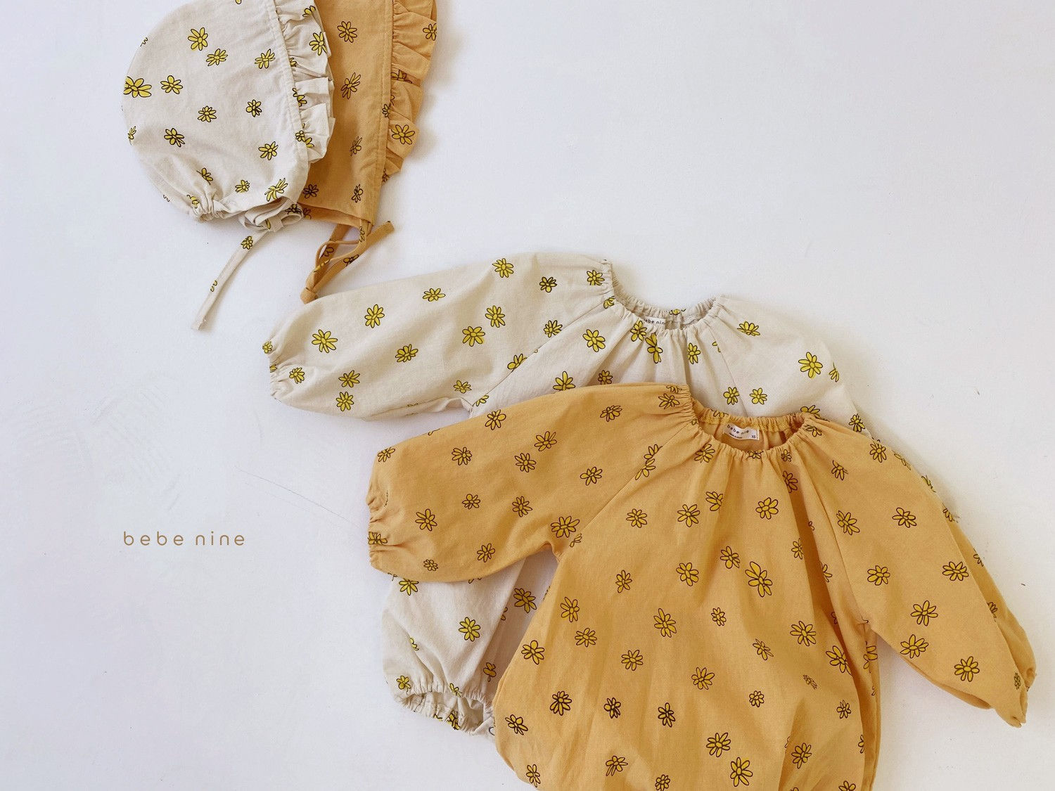 BEBE NINE - Korean Children Fashion - #Kfashion4kids - Flower Bodysuit with Bonnet - 6