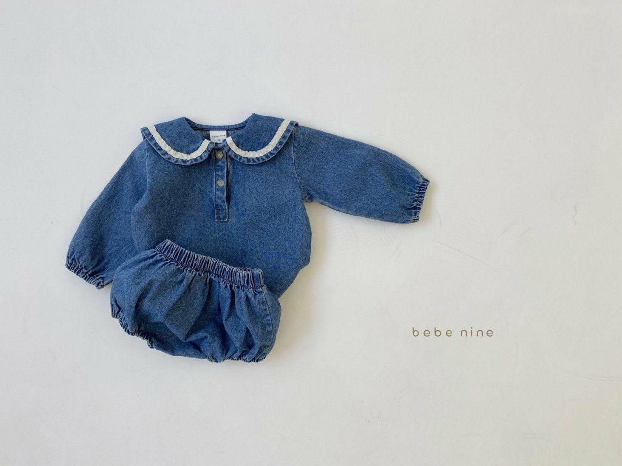 BEBE NINE - Korean Children Fashion - #Kfashion4kids - Denim Sailor Top Bloomer Set