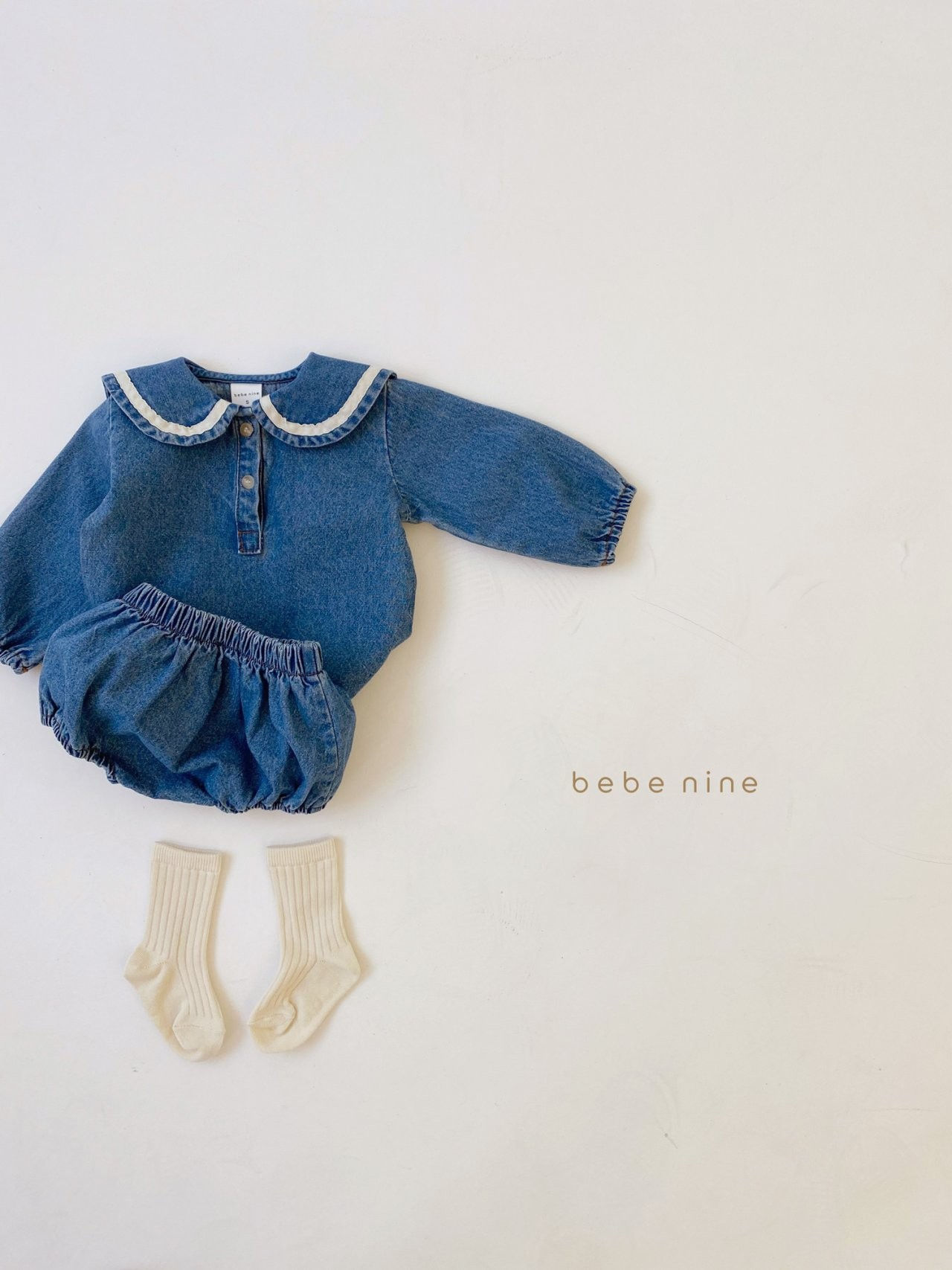 BEBE NINE - Korean Children Fashion - #Kfashion4kids - Denim Sailor Top Bloomer Set - 2