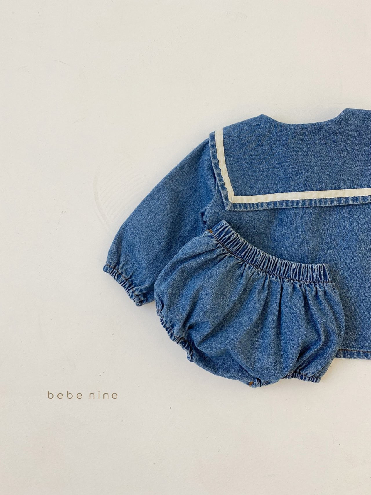 BEBE NINE - Korean Children Fashion - #Kfashion4kids - Denim Sailor Top Bloomer Set - 3