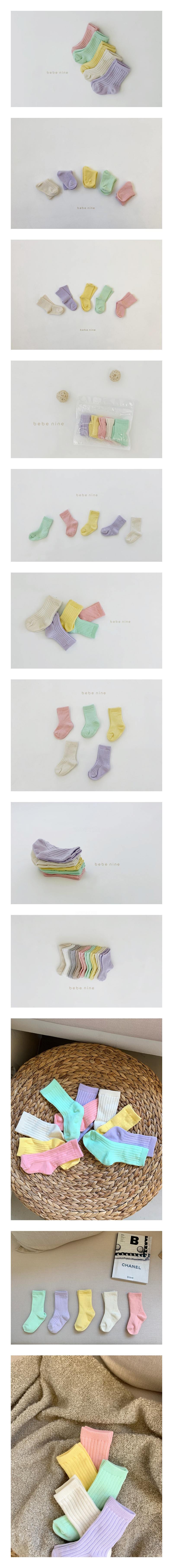 BEBE NINE - Korean Children Fashion - #Kfashion4kids - Macaron Knee Socks [set of 5]