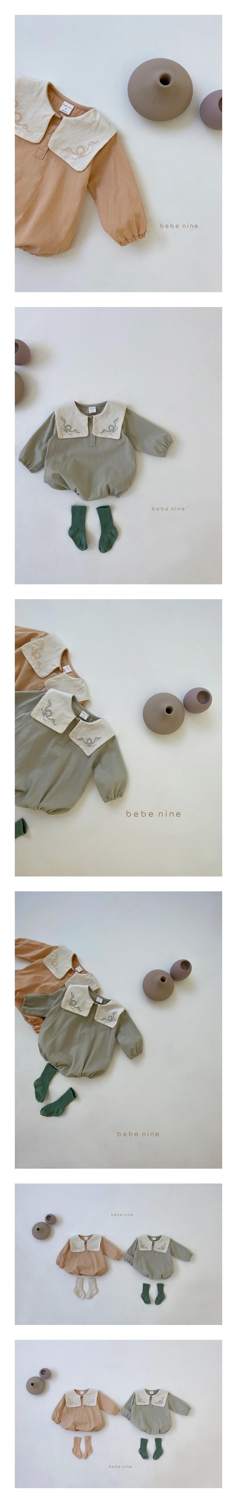 BEBE NINE - Korean Children Fashion - #Kfashion4kids - Madeleine Embroidery Bodysuit