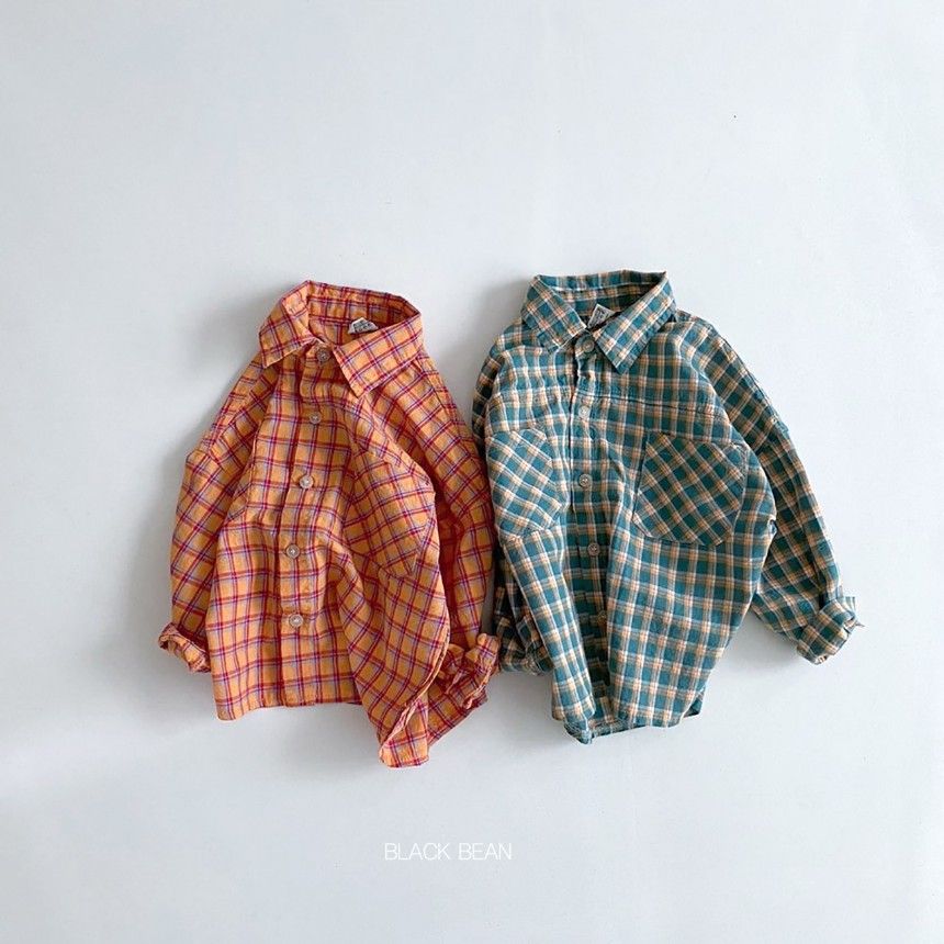 BLACK BEAN - Korean Children Fashion - #Kfashion4kids - Berry Check Shirt