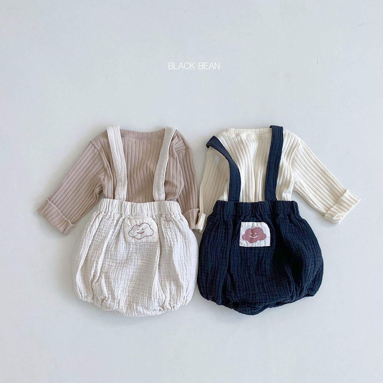 BLACK BEAN - Korean Children Fashion - #Kfashion4kids - Cloud Suspender Top Bloomer Set