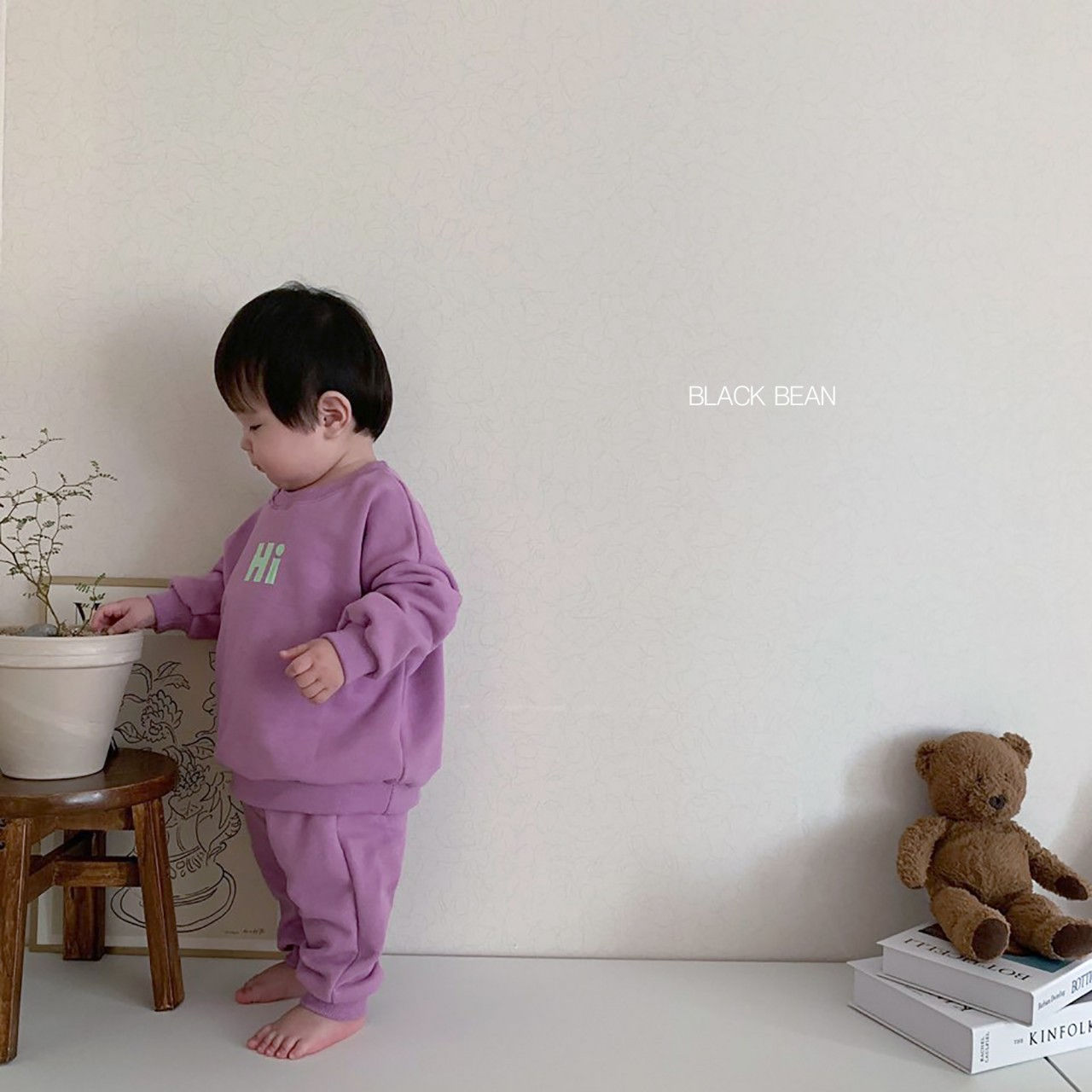 BLACK BEAN - Korean Children Fashion - #Kfashion4kids - Bebe Hi Top Bottom Set - 8