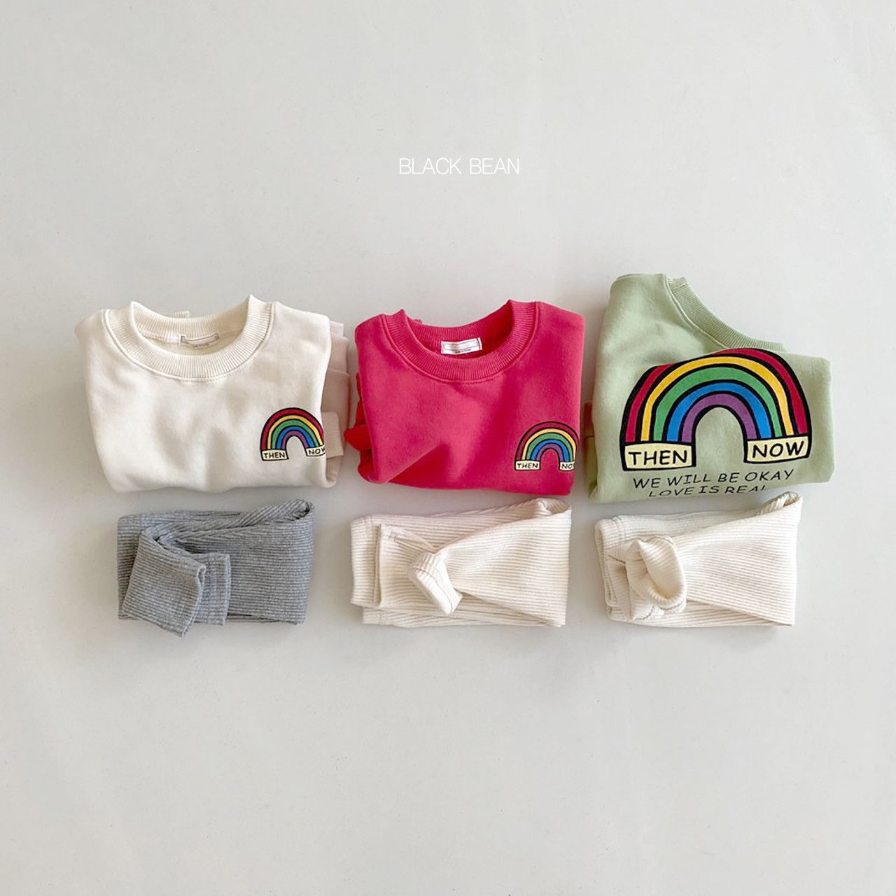BLACK BEAN - Korean Children Fashion - #Kfashion4kids - Rainbow Bebe Top Bottom Set