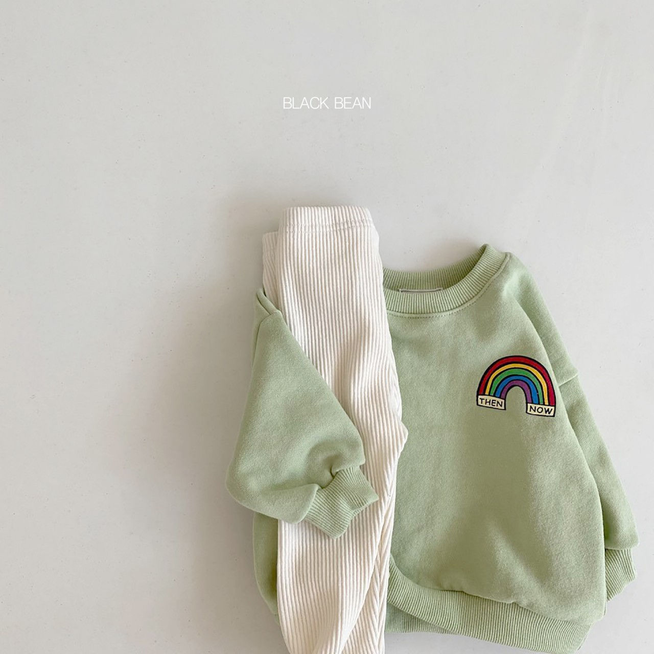 BLACK BEAN - Korean Children Fashion - #Kfashion4kids - Rainbow Bebe Top Bottom Set - 12