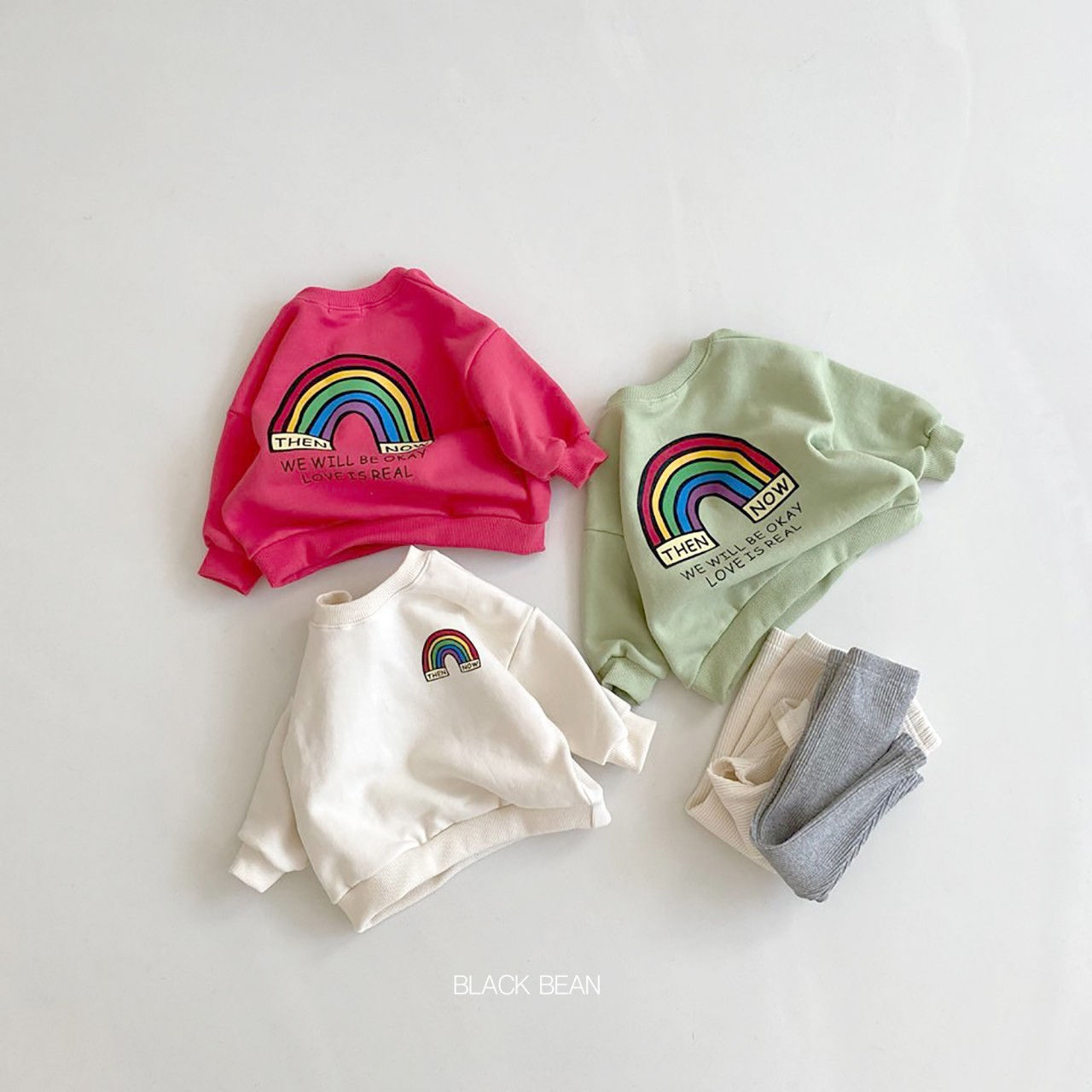 BLACK BEAN - Korean Children Fashion - #Kfashion4kids - Rainbow Bebe Top Bottom Set - 2