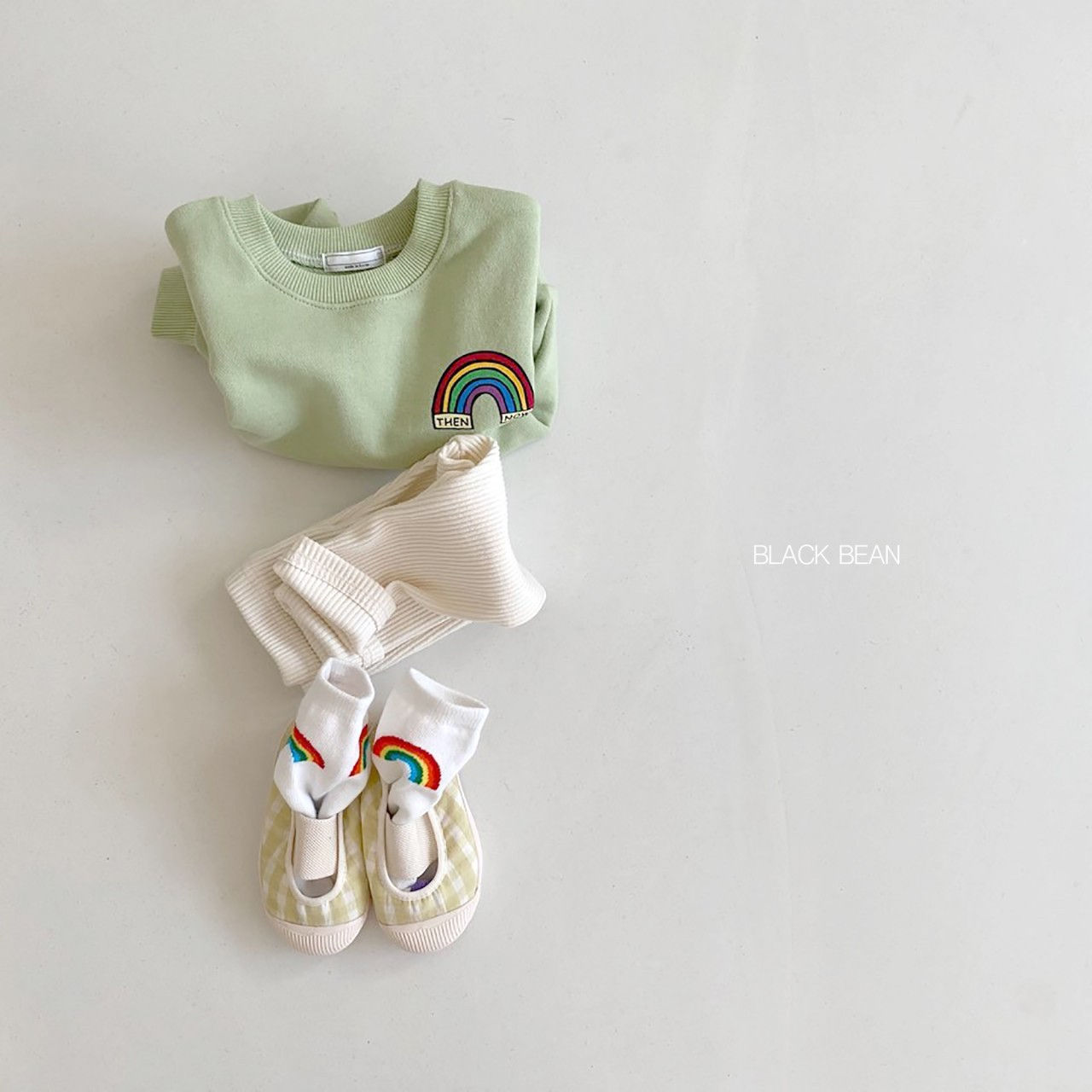 BLACK BEAN - Korean Children Fashion - #Kfashion4kids - Rainbow Bebe Top Bottom Set - 3