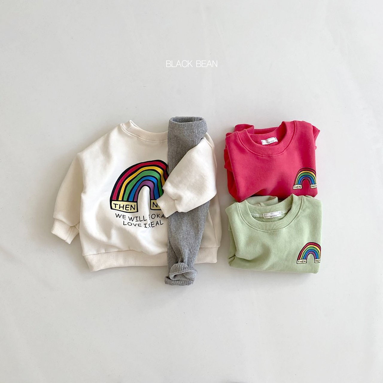 BLACK BEAN - Korean Children Fashion - #Kfashion4kids - Rainbow Bebe Top Bottom Set - 9