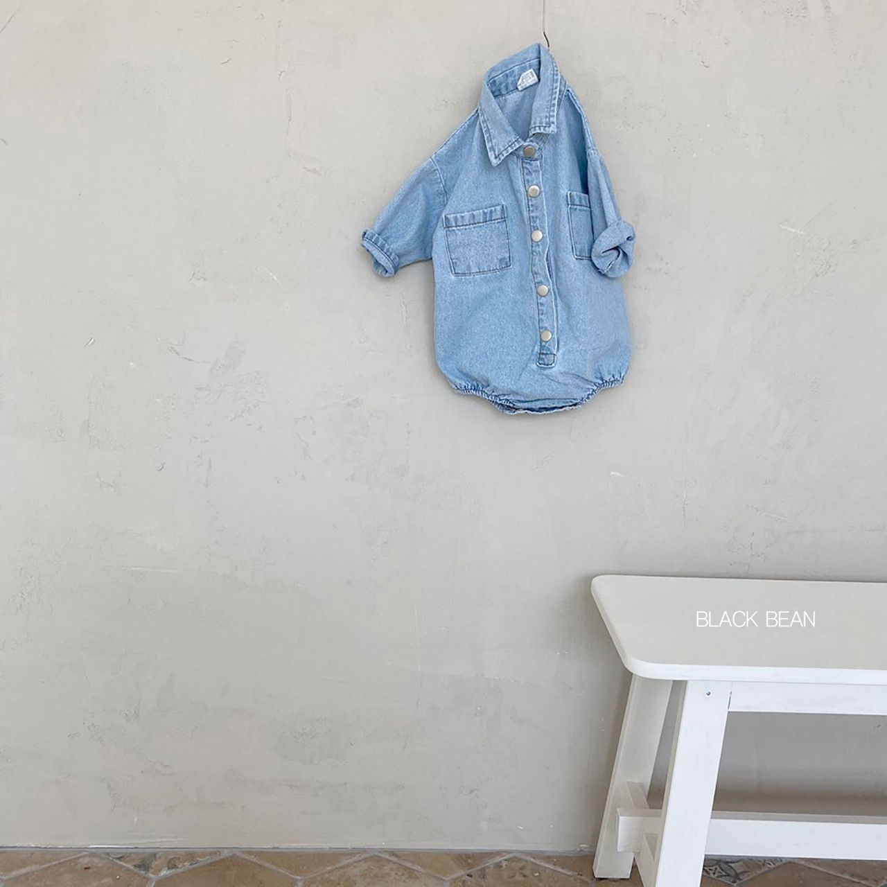 BLACK BEAN - Korean Children Fashion - #Kfashion4kids - Pocket Denim Bodysuit - 3