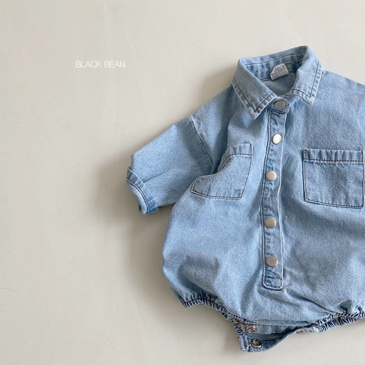 BLACK BEAN - Korean Children Fashion - #Kfashion4kids - Pocket Denim Bodysuit - 5