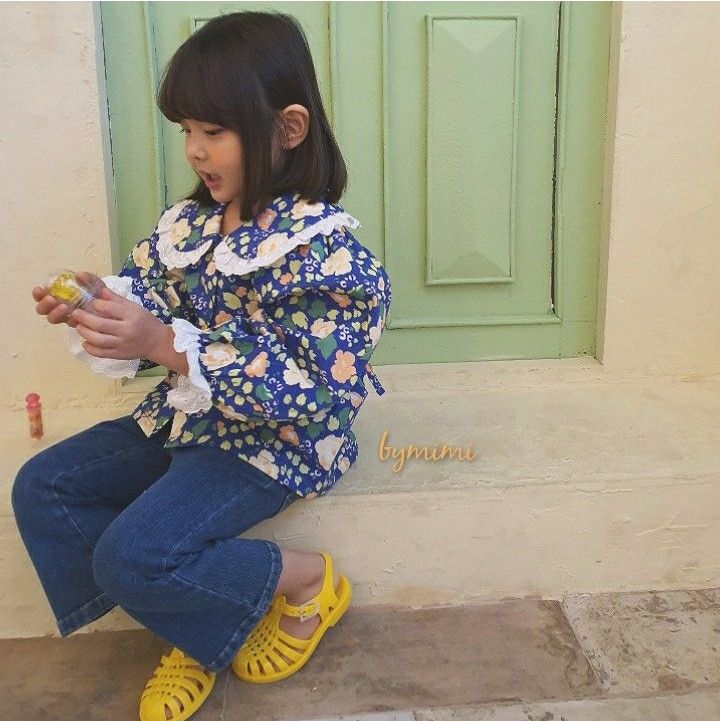 BYMIMI - Korean Children Fashion - #Kfashion4kids - Floral Frill Collar Blouse