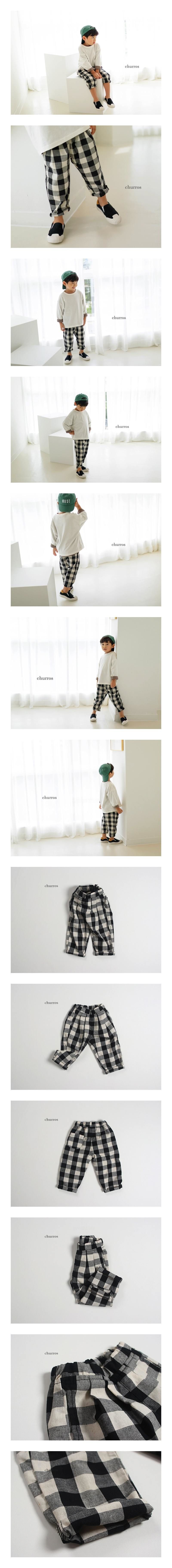 CHURROS - Korean Children Fashion - #Kfashion4kids - Check Pintuck Pants