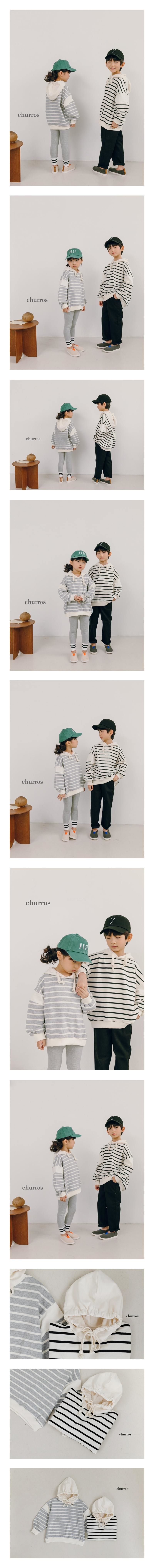 CHURROS - Korean Children Fashion - #Kfashion4kids - Stripe Hood Top