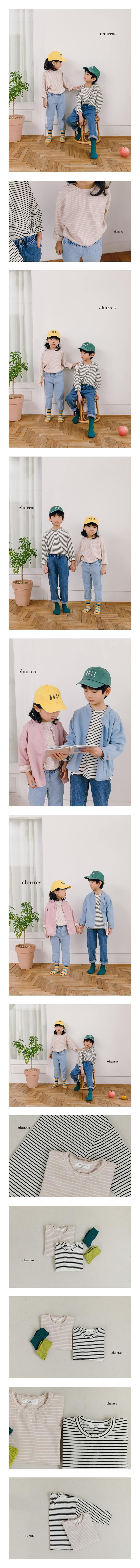 CHURROS - Korean Children Fashion - #Kfashion4kids - Stripe Piping Tee