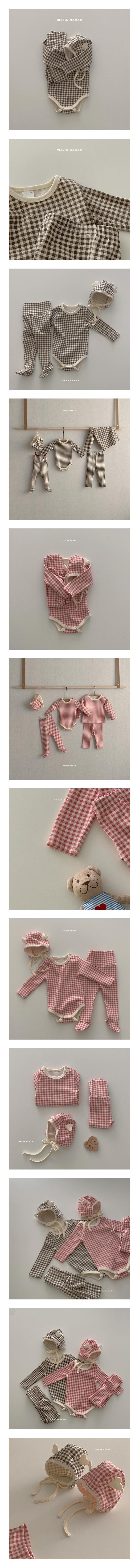 CIEL DE MAMAN - Korean Children Fashion - #Kfashion4kids - Check Romper with Hat & Leggings