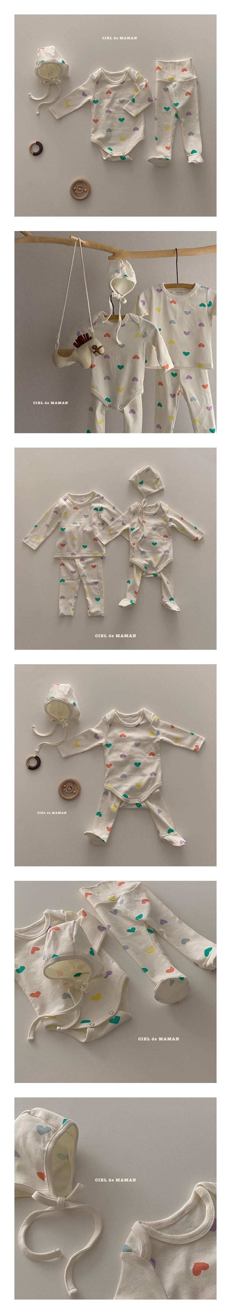 CIEL DE MAMAN - Korean Children Fashion - #Kfashion4kids - Sweet Heart Romper with Hat & Leggings
