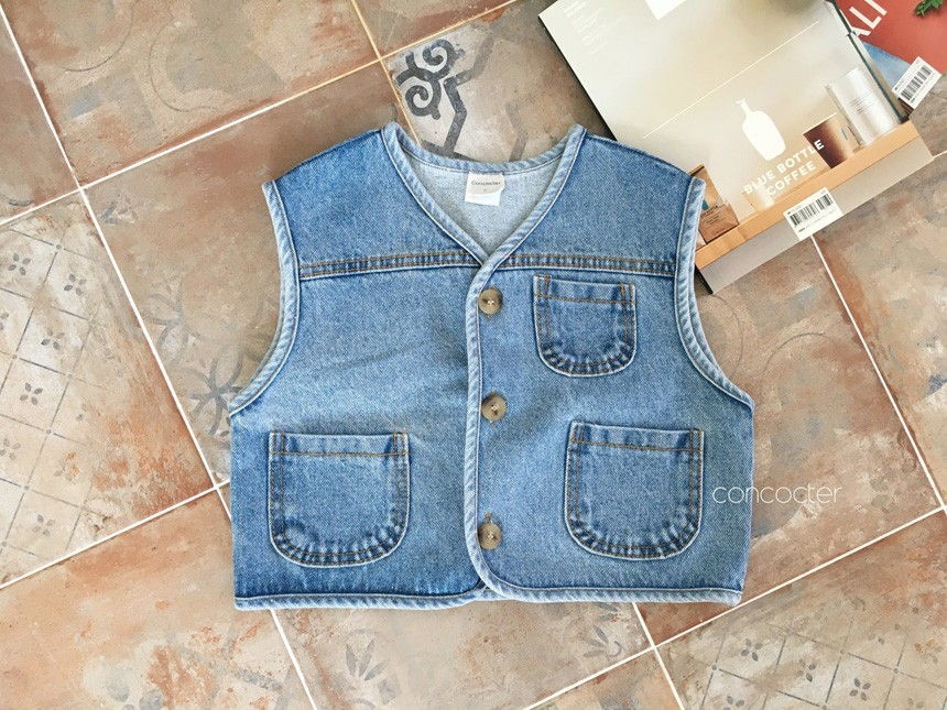 CONCOCTER - Korean Children Fashion - #Kfashion4kids - Round Denim Vest