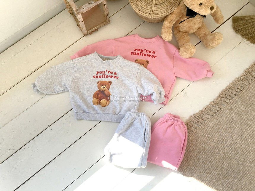 CONCOCTER - Korean Children Fashion - #Kfashion4kids - Cute Bear Top Bottom Set