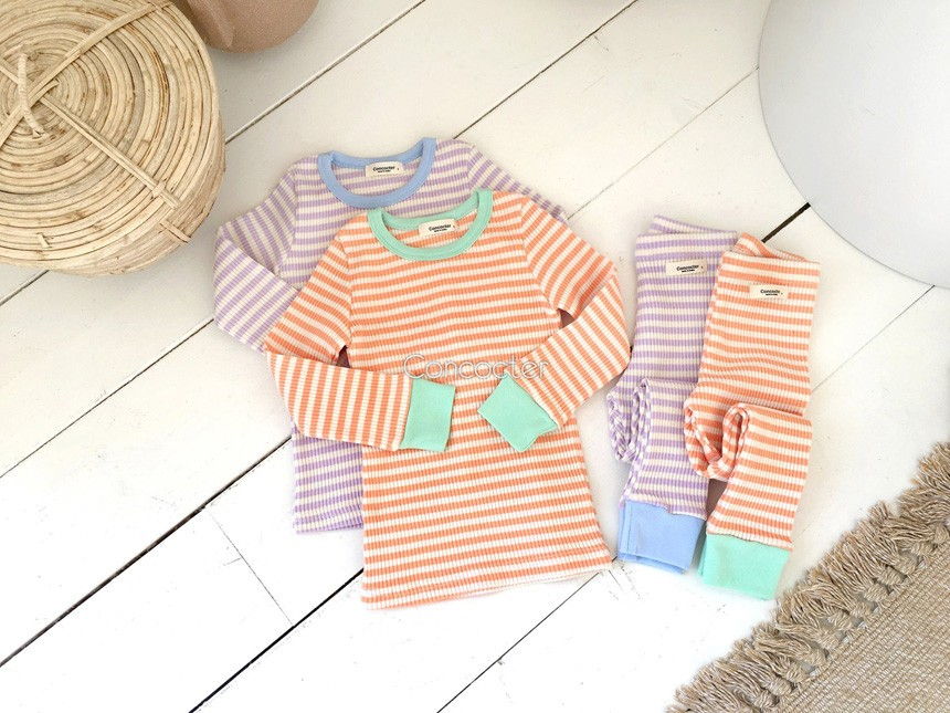 CONCOCTER - Korean Children Fashion - #Kfashion4kids - Rib Stripe Loungewear