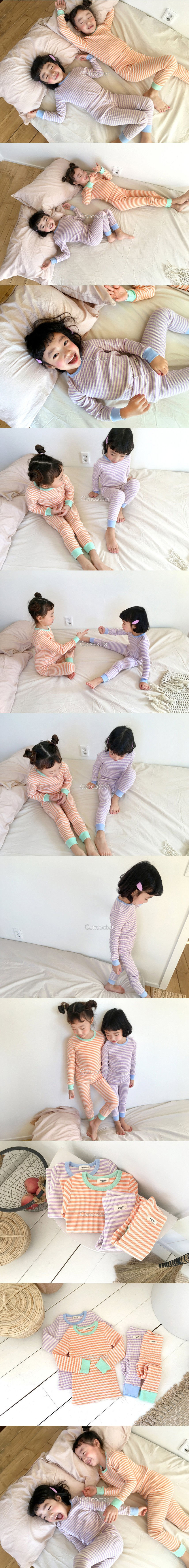 CONCOCTER - Korean Children Fashion - #Kfashion4kids - Rib Stripe Loungewear - 2