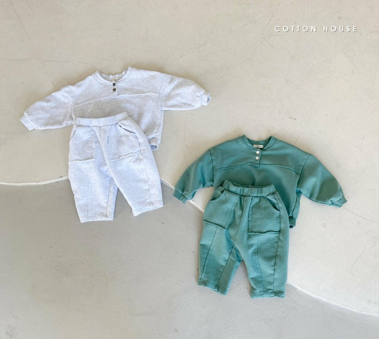 COTTON HOUSE - Korean Children Fashion - #Kfashion4kids - Dansak Training Top Bottom Set