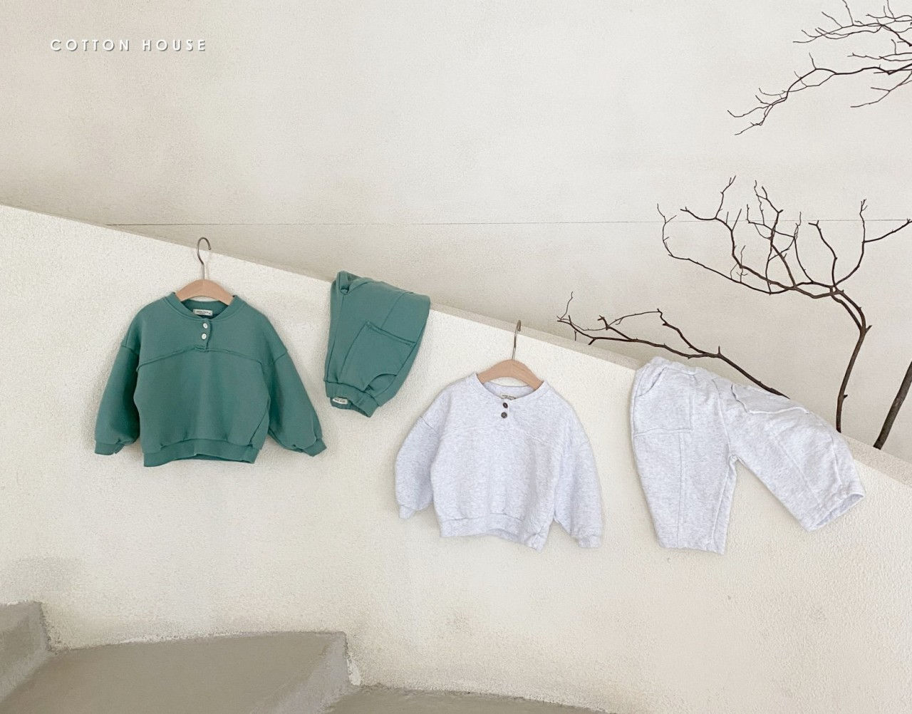 COTTON HOUSE - Korean Children Fashion - #Kfashion4kids - Dansak Training Top Bottom Set - 2