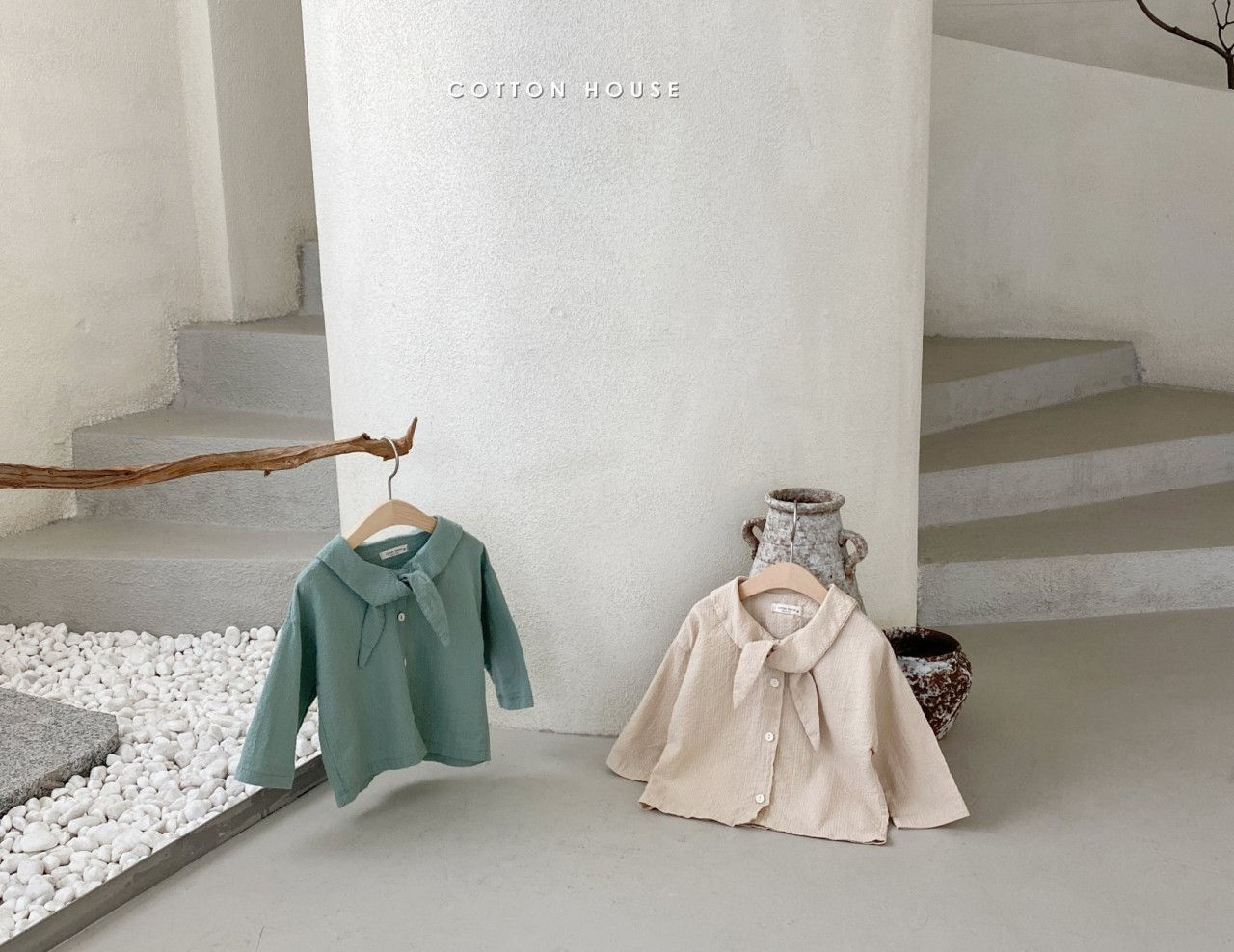 COTTON HOUSE - Korean Children Fashion - #Kfashion4kids - Ribbon Collar Blouse - 2