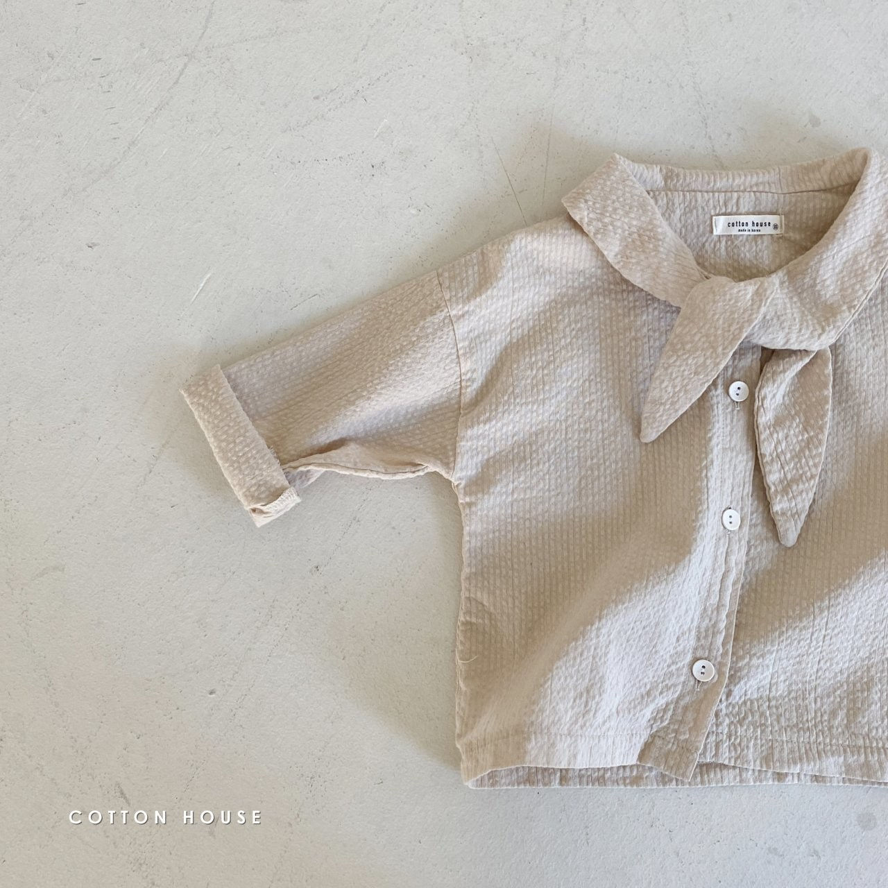 COTTON HOUSE - Korean Children Fashion - #Kfashion4kids - Ribbon Collar Blouse - 4