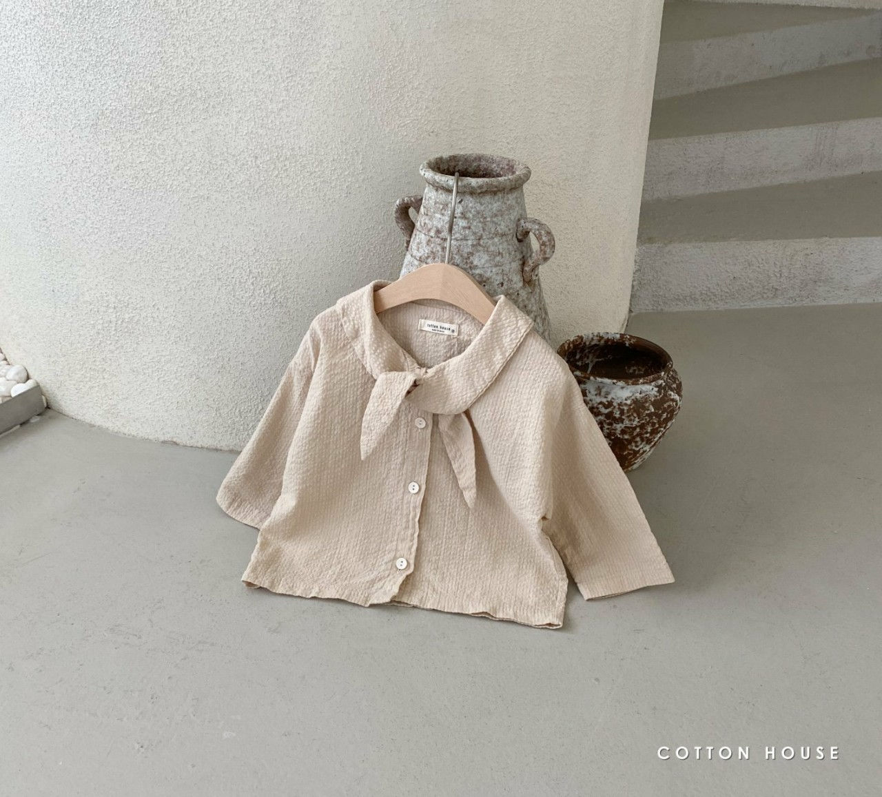 COTTON HOUSE - Korean Children Fashion - #Kfashion4kids - Ribbon Collar Blouse - 6