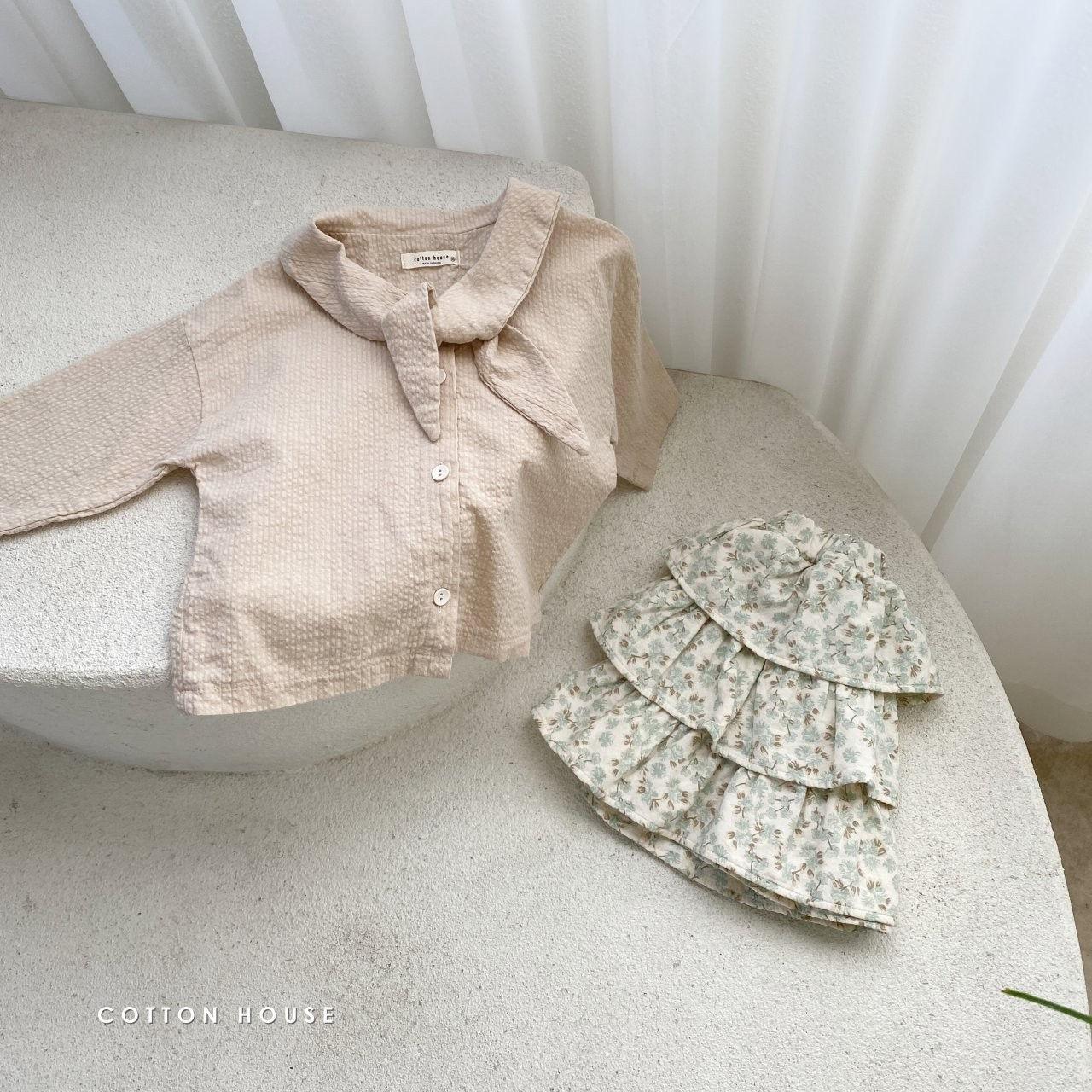 COTTON HOUSE - Korean Children Fashion - #Kfashion4kids - Ribbon Collar Blouse - 7