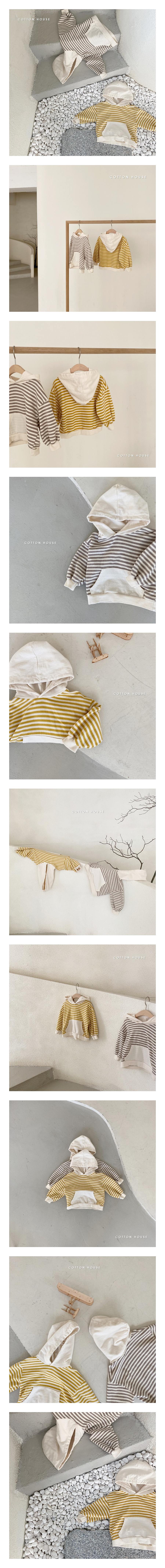 COTTON HOUSE - Korean Children Fashion - #Kfashion4kids - Stripe Colored Hoody Sweatshirt