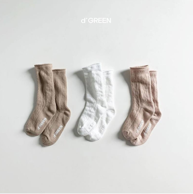 DIGREEN - Korean Children Fashion - #Kfashion4kids - Floral Socks [set of 3] with Mom