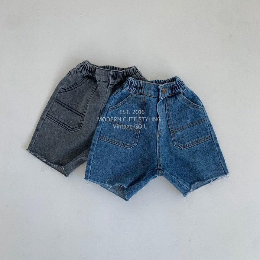 GOU - Korean Children Fashion - #Kfashion4kids - Pocket Half Denim Pants