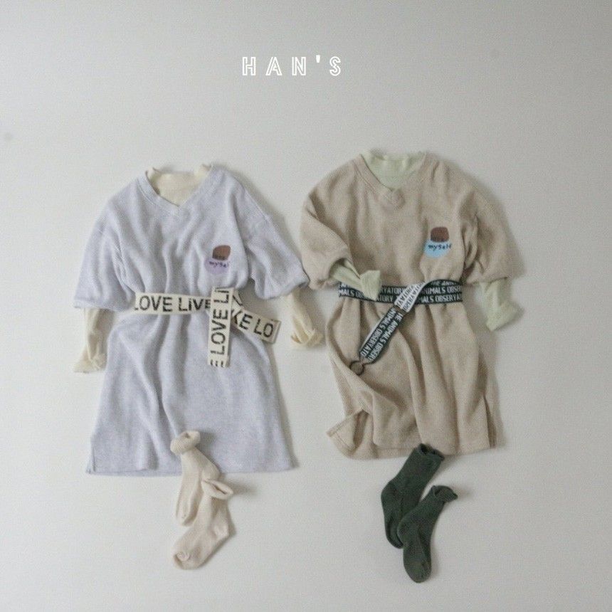 HAN'S - Korean Children Fashion - #Kfashion4kids - V-neck Waffle One-piece with Mom