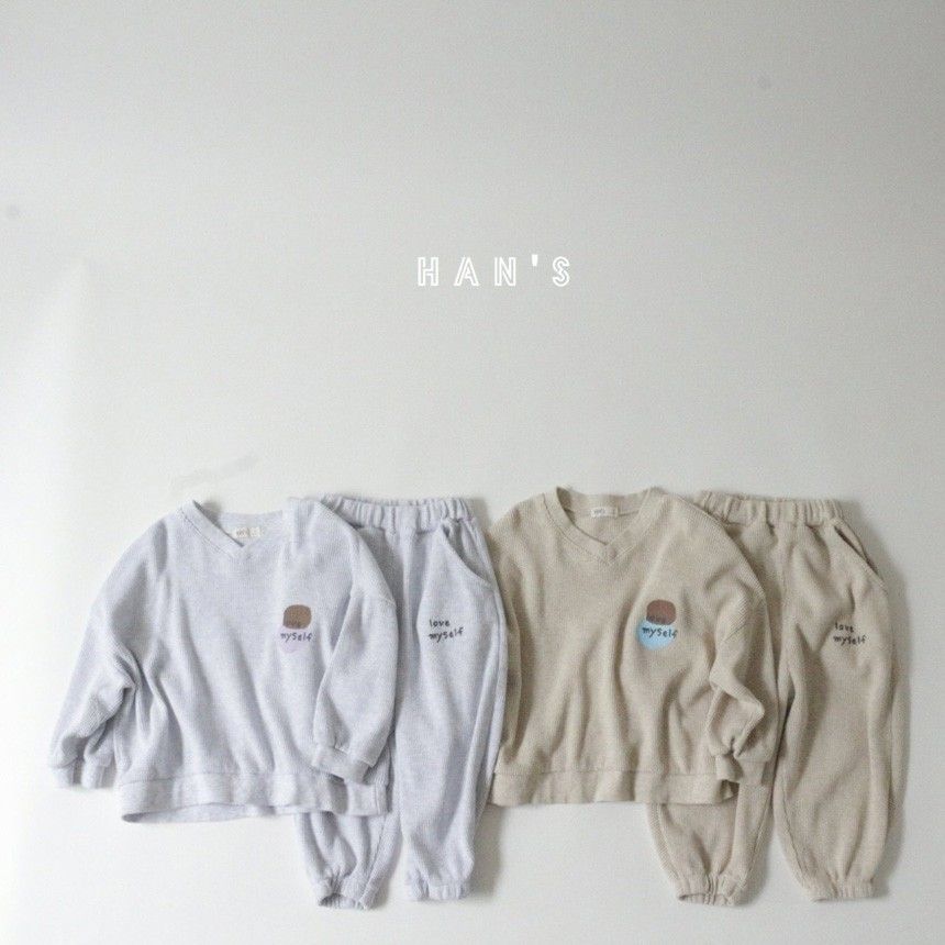 HAN'S - Korean Children Fashion - #Kfashion4kids - Waffle Top Bottom Set with Mom