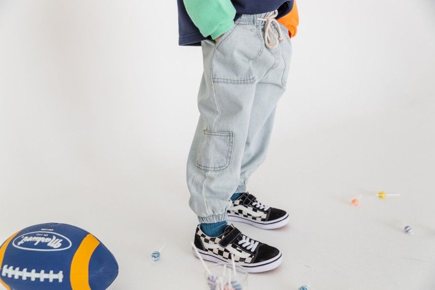 KOKOYARN - Korean Children Fashion - #Kfashion4kids - Light Denim Cargo Jogger Pants