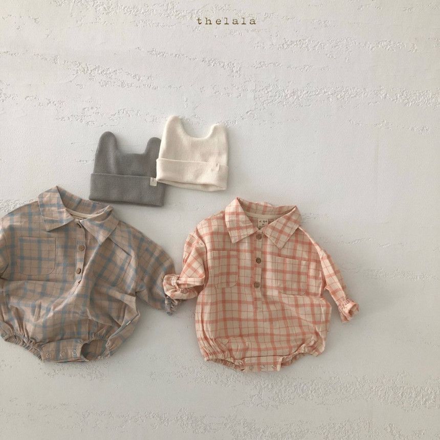 LALA - Korean Children Fashion - #Kfashion4kids - Nine Check Bodysuit