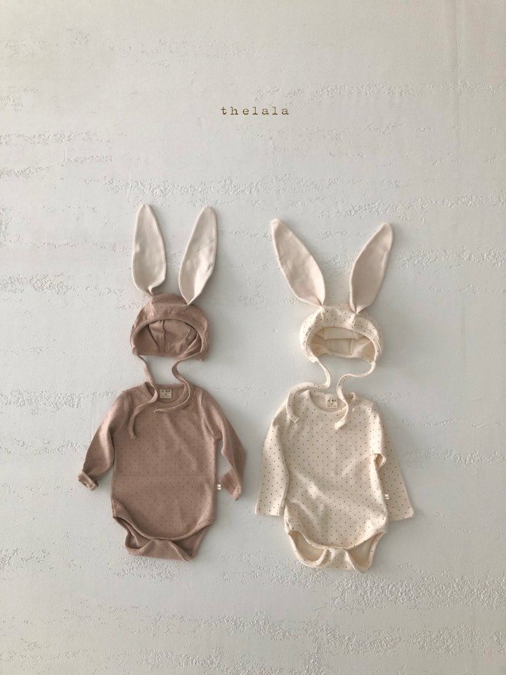 LALA - Korean Children Fashion - #Kfashion4kids - Dot Bunny Bodysuit with Bonnet - 6